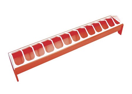 Fodertråg Plast Röd 75x12 cm för Höns